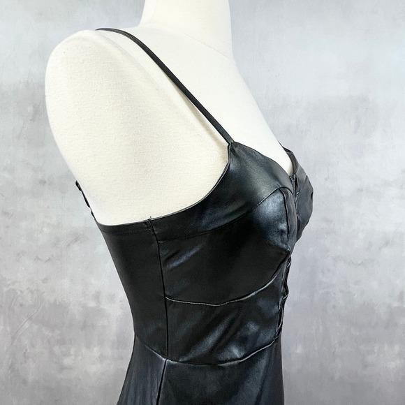 Max + Ash Womens Faux Leather Mini Dress Small Biker Cyberpunk Club Corset Edgy - Picture 4 of 14